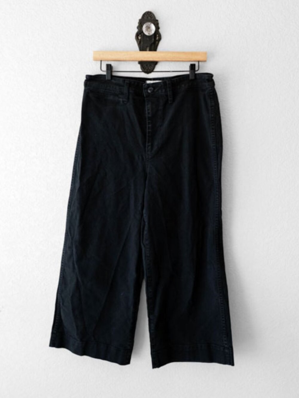 Madewell Black Wide Leg Cropped Jeans Womens 31 High Rise Crop Denim Pants - Picture 2 of 14